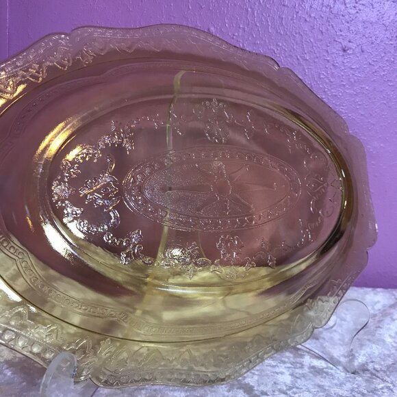 Vintage Federal Depression Glass Patrician Pattern Serving Platter GUC Home 30s - Picture 3 of 11
